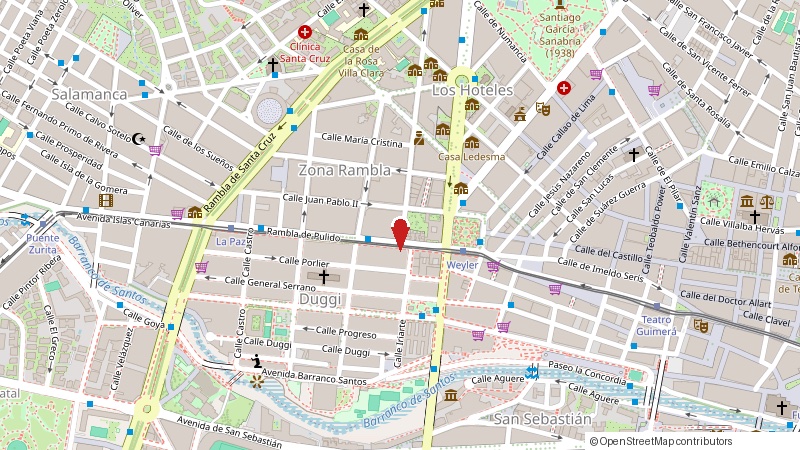 Mapa de la consulta de ondas de choque en Santa Cruz de Tenerife: Calle Jesús y María 52, junto a la Rambla de Pulido